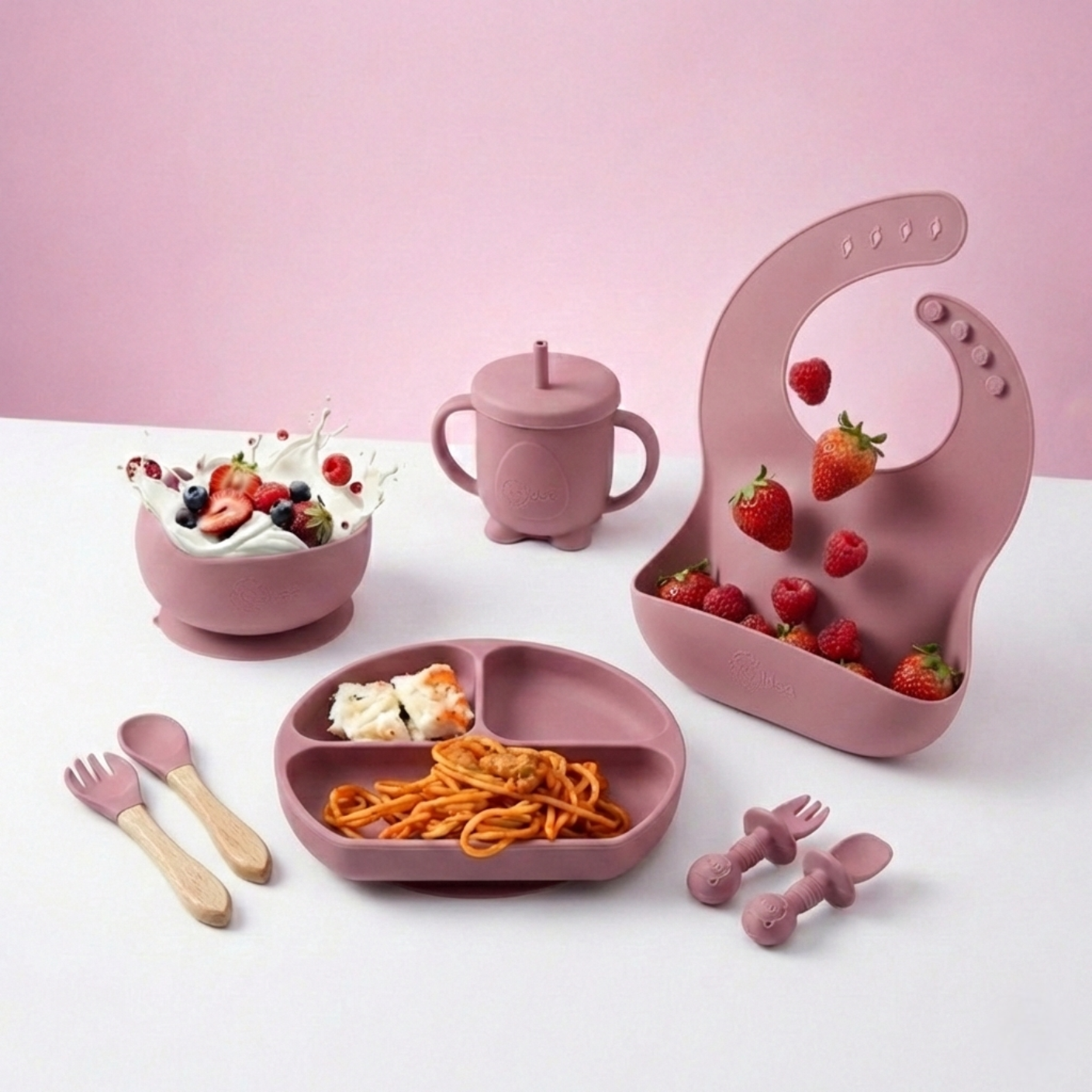 PrietenBebe – Set Hranire Bebelusi Silicon (8 piese)