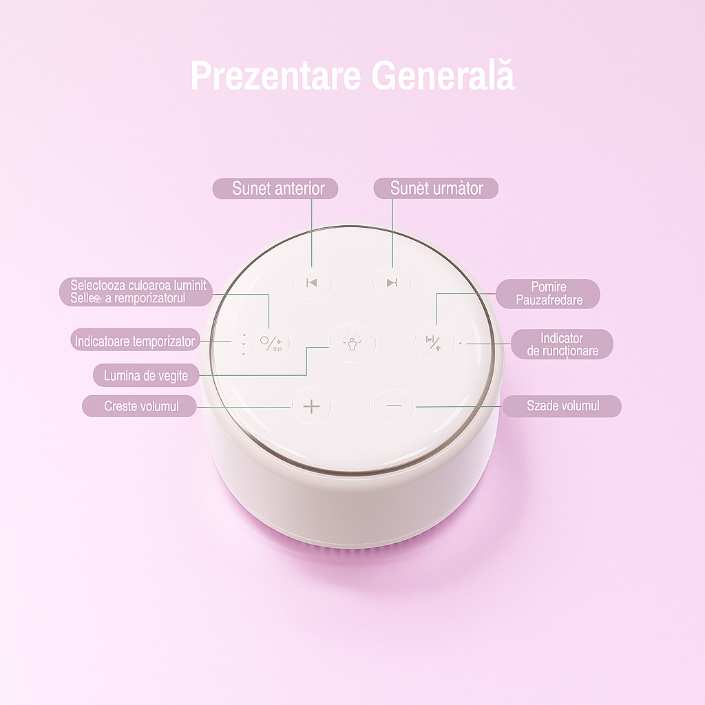 PrietenBebe – Dispozitiv Sunete Albe și Lumină de Veghe