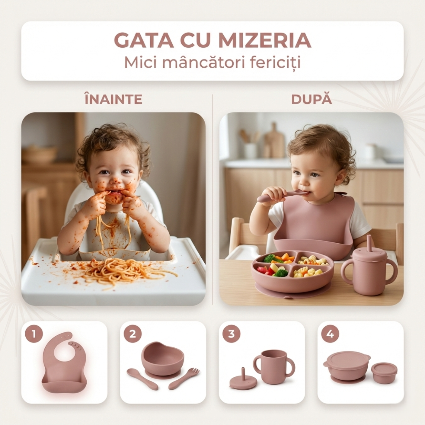 PrietenBebe – Set Hranire Bebelusi Silicon (8 piese)