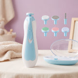 Set Trimmer Electric 6 în 1 pentru Îngrijirea Unghiilor Bebelușului, Albastru