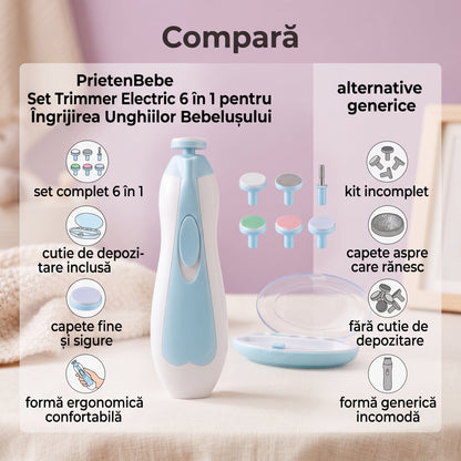 Comparație între setul trimmer 6 în 1 PrietenBebe și alternativele generice