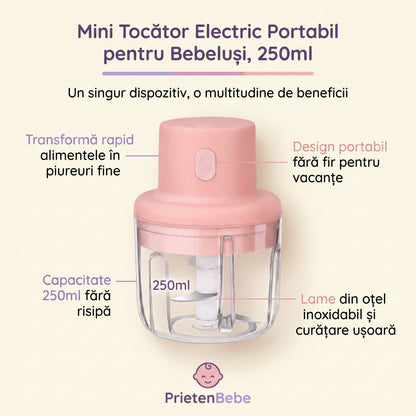 Mini Blender Electric Portabil pentru Mesele Bebelușului, 250 ml - 5
