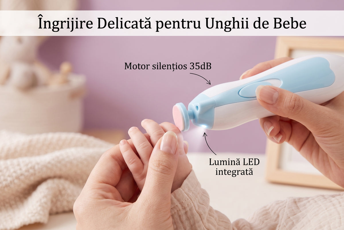 Feature image: Set Trimmer Electric 6 în 1 pentru Îngrijirea Unghiilor Bebelușului, Albastru