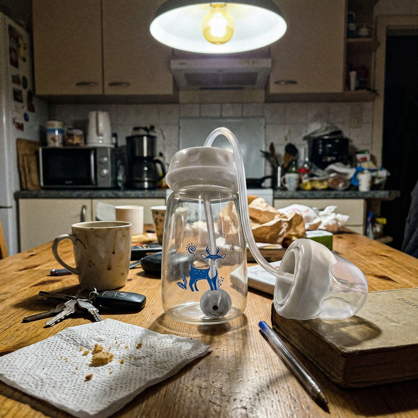 Customer review photo 1: Biberon Hands-Free 3-in-1 PrietenBebe: Hrănire Liniștită, Mâini Libere pentru Mami